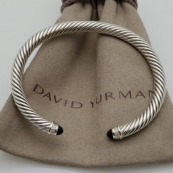David Yurman 5mm Classic Cable Bracelet With Black Onyx and Diamond